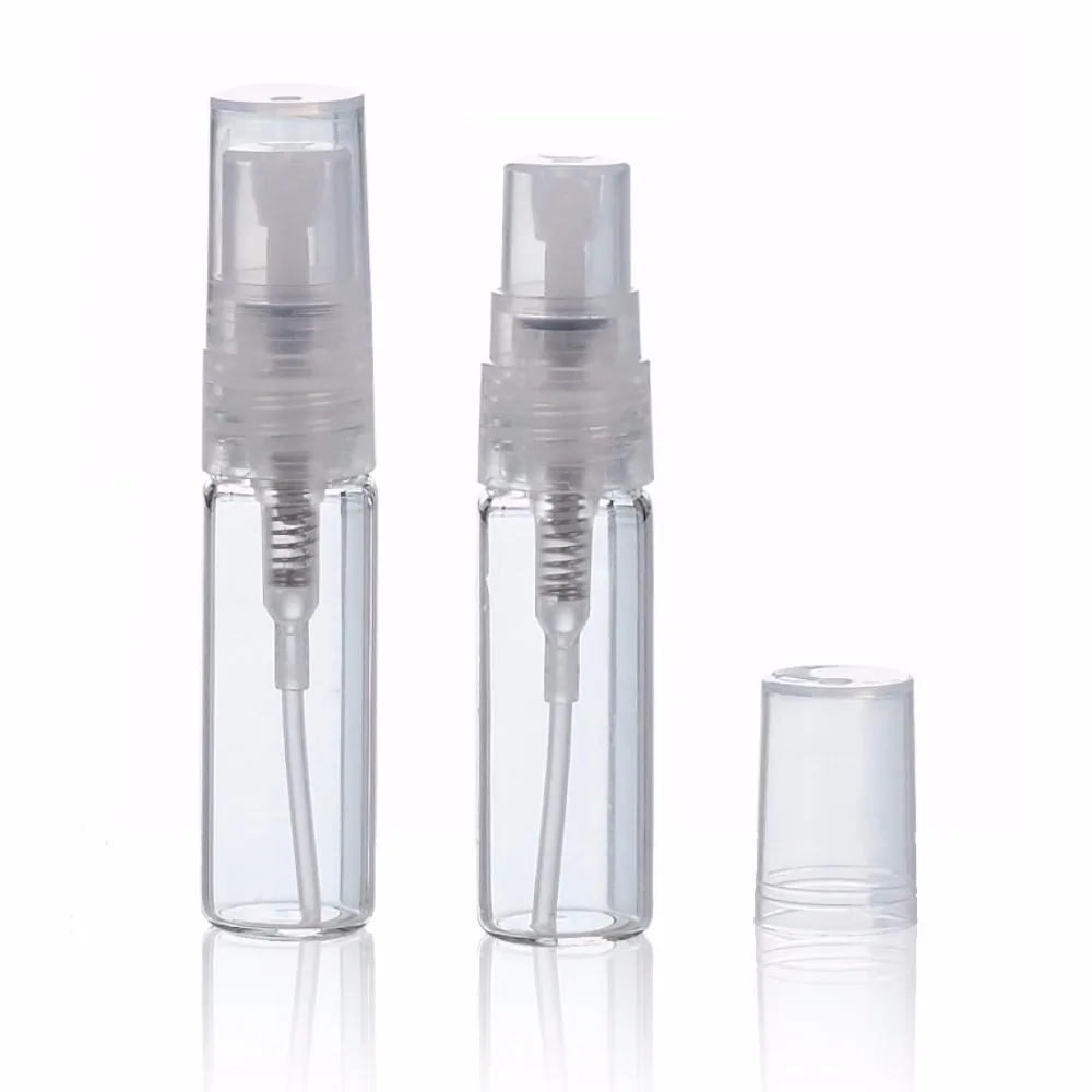 

100pcs/lot 3ml glass spray bottle portable travel refillable perfume atomizer bottles spray scent pump case empty as gift