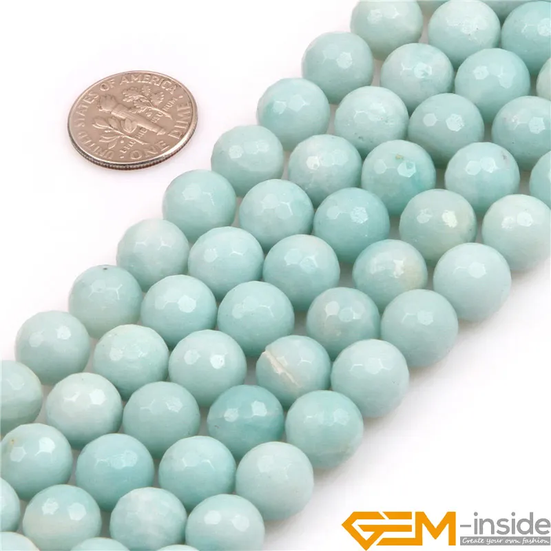 Round Faceted Blue Amazonite Beads Natural Stone Bead DIY Loose For  Bracelet Making For Jewelry Making Strand 15\