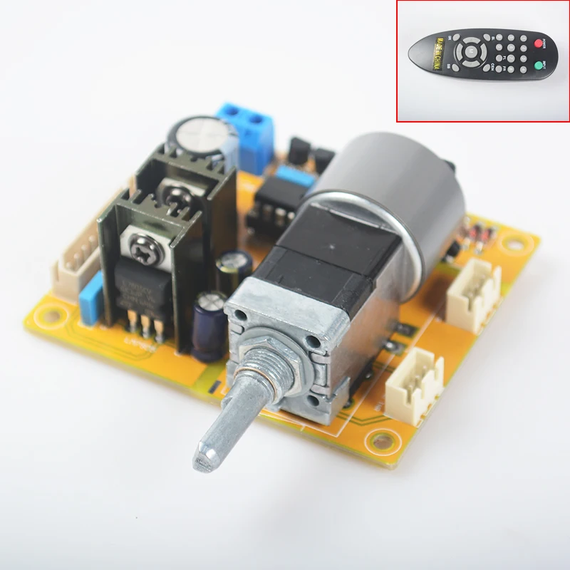 YJHIFI L9110H LCD Volume Dispaly Motor Potentiometer Remote Controller 2.0 Channel Pre-Amp Amplifier Board for Audio DIY