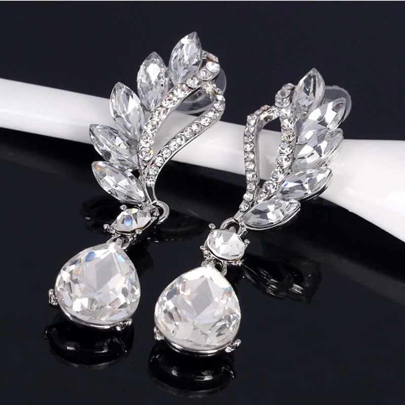 BLIJERY Navy Blue/Clear Crystal Long Drop Earrings for Women Fashion Jewelry Brides Wedding Dangle Earrings Femme Brincos image 2