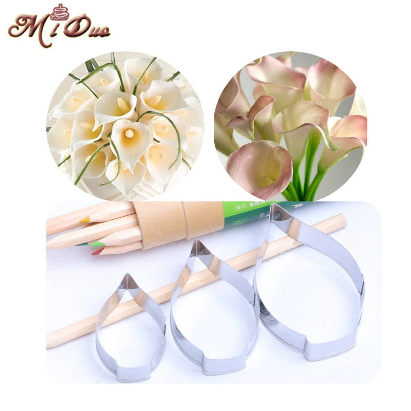 Fondant Surgar Calla Lily Petals Cutter Gum Paste Flower Petal Cutter Flower Cake Decoration tools Biscuit Metal Cutters Mould