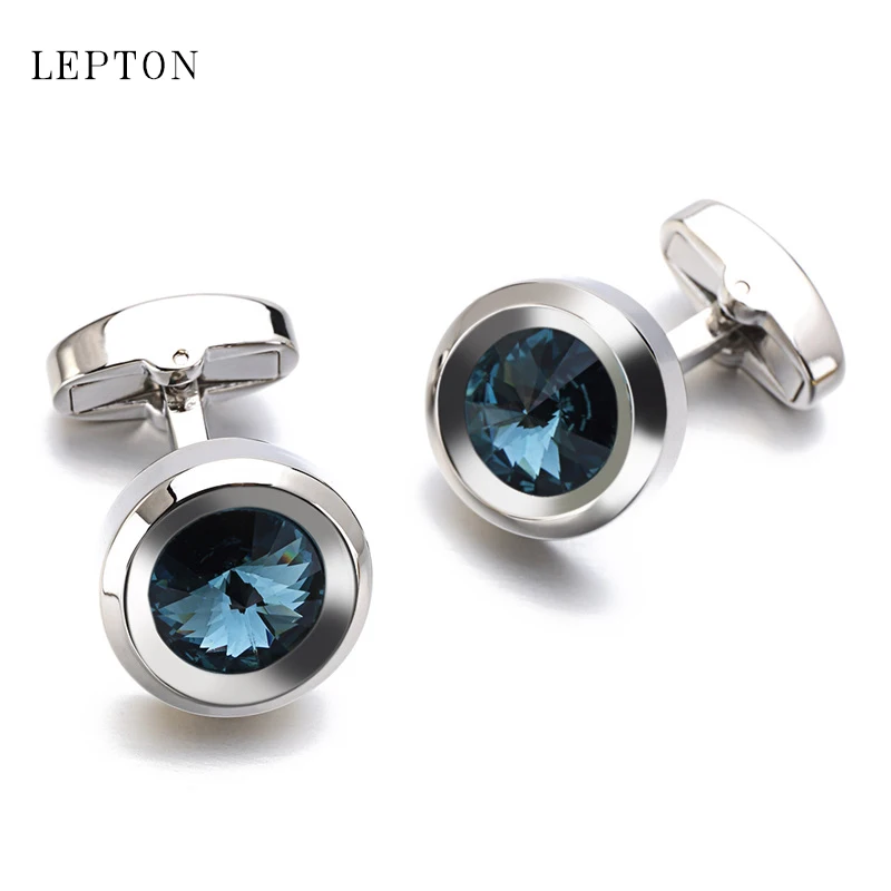 

Dark Blue Men's Cufflinks with AAA Crystals 2026 Low-Key Luxury Fashion Accessory for Shirt Suit Lepton Groom Wedding
