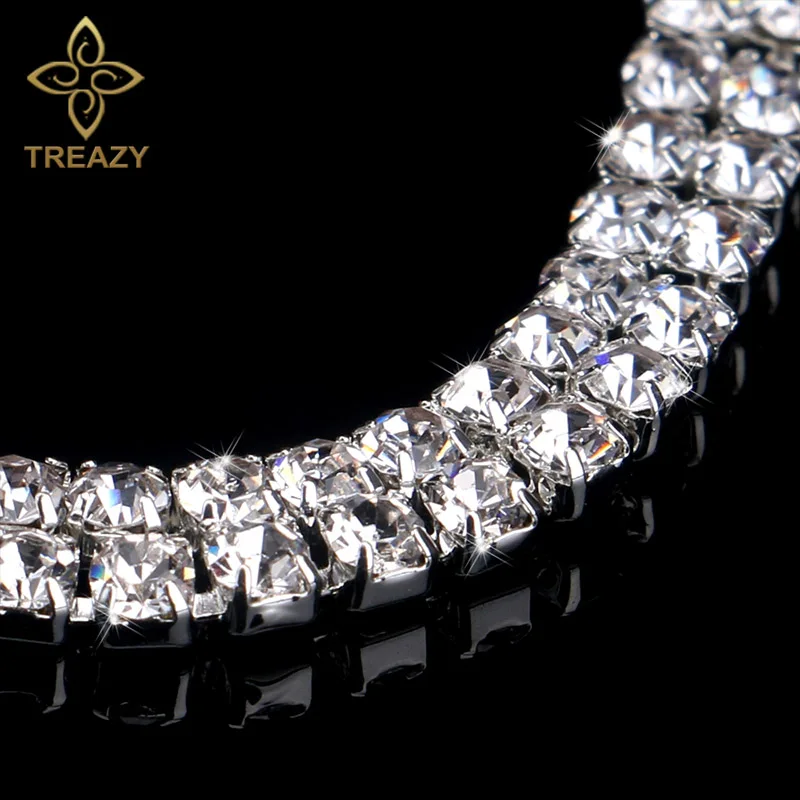 TREAZY Fashion Crystal Bridal Bracelets For Women Shiny Silver Color Rhinestone Bracelets & Bangles Brides Wedding Jewelry Gift