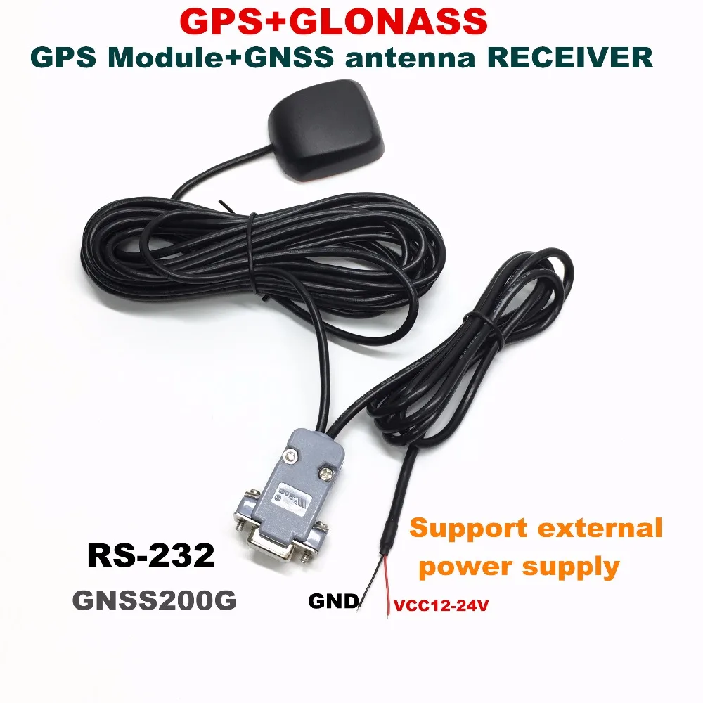 

12-24V power supply, RS232 GPS RECEIVER, DB9 female, support external power supply GNSS chip design Supports GLONASS mode