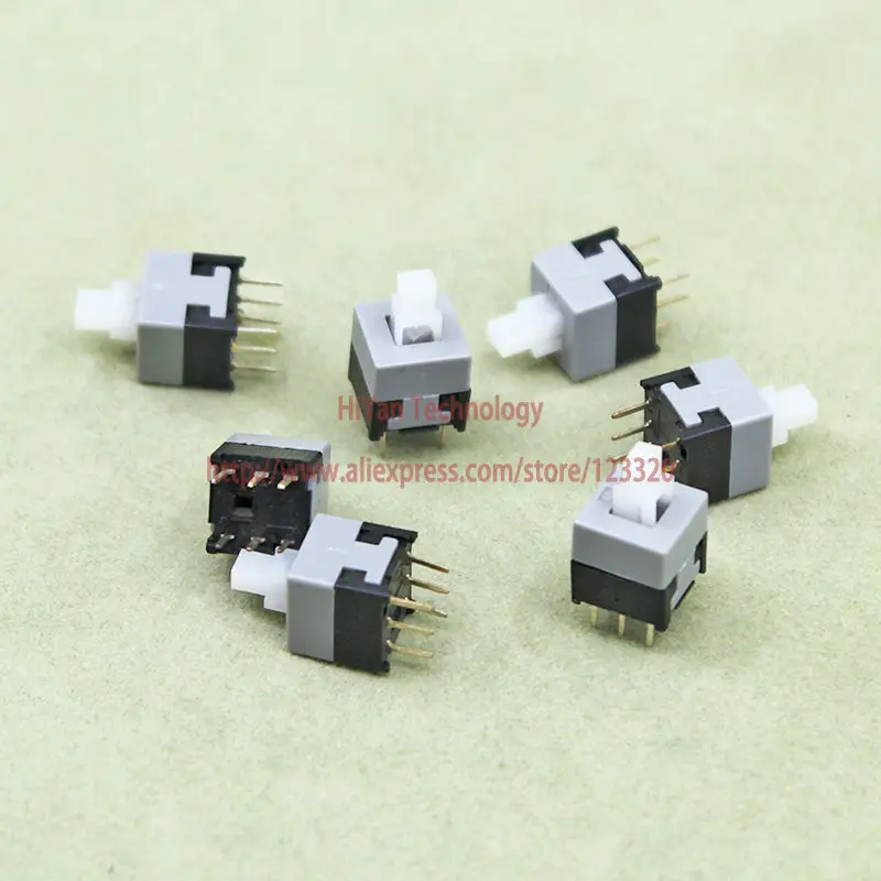 (100pcs/lot) 8.5*8.5MM 6Pin non Self-Locking push button not self locking Latching switch ROHS