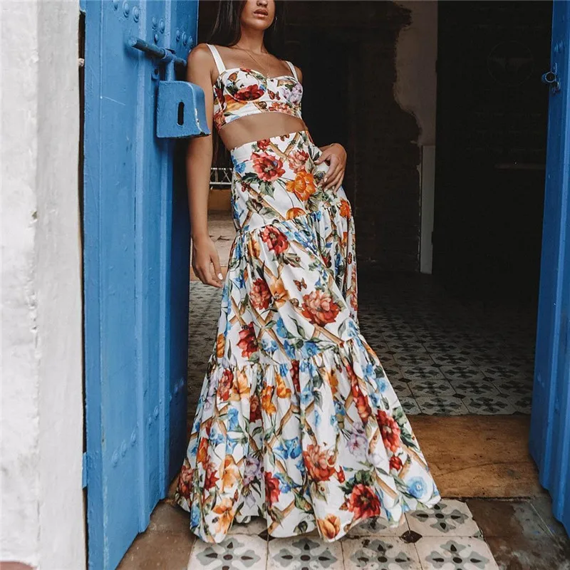 Oversized code 3XL 2025 Summer Women Bohemian Beach Print Dress Suit Sexy Night Party Elegant Maxi White Dress