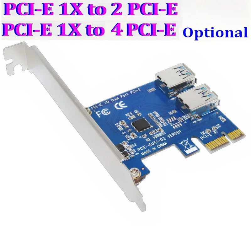 10set/lot PCI E 1 to 4 2 PCI-E PCI Express 1X Switch Multiplier HUB Riser Card Internal USB 3.0 PCIE 1 to 2 Port 4 Port Optional