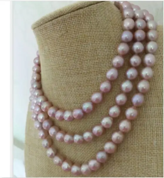 

ELEGANT 7-8mm baroque lavender pearl necklace 36inch 50"