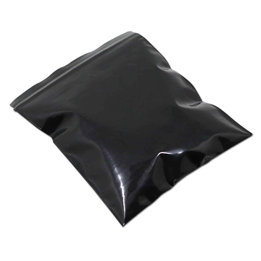 

7*10cm 100Pcs/ Lot Zipper Top Water Proof Storage Bag Self Sealing Zip Lock Black Soft Plastic Button Packing Pouch With Valve