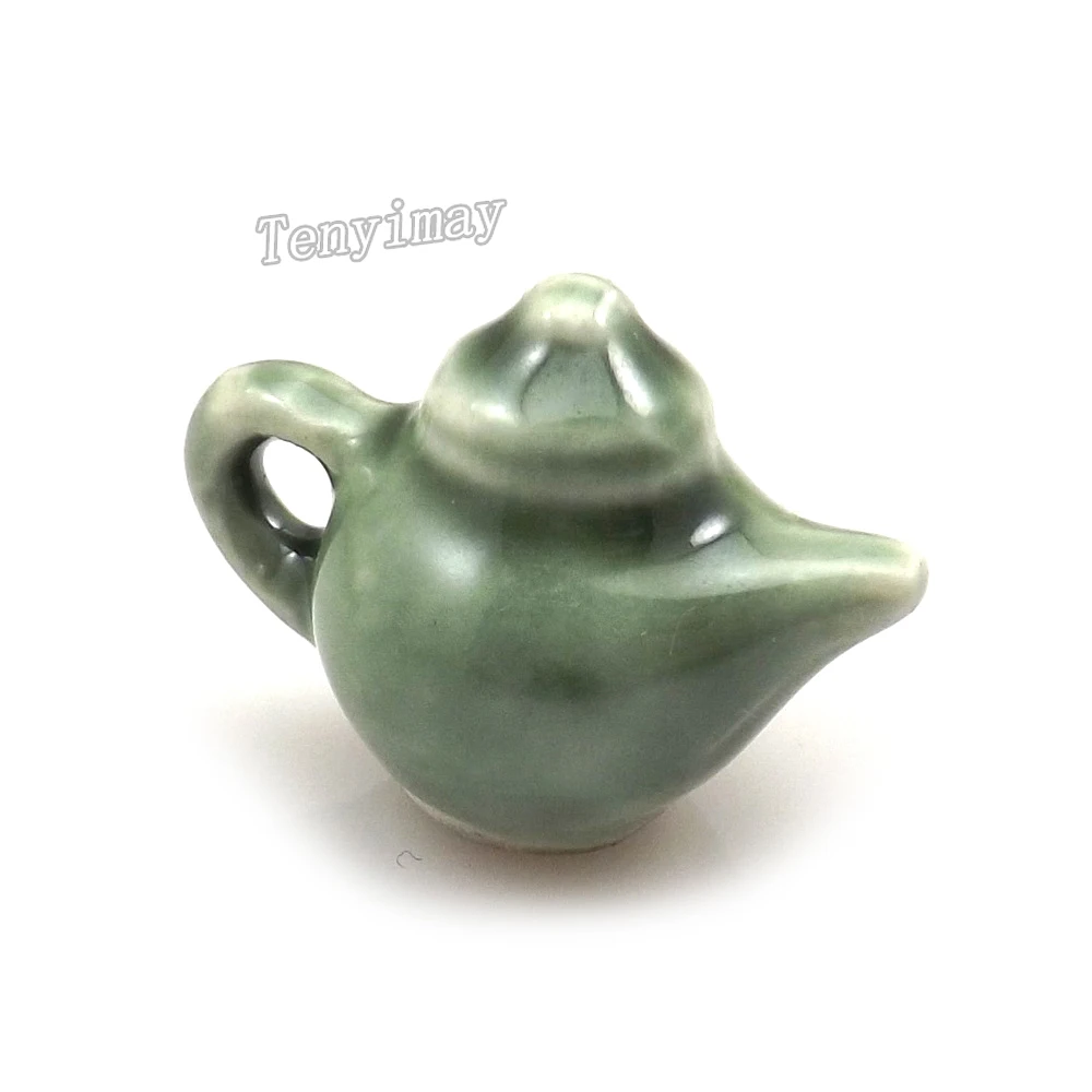 Chinese Style Cyan Miniature Teapot Ceramic Pendant For DIY 50pcs/lot