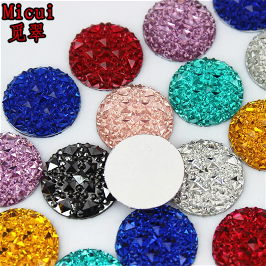 Micui 50pcs 20mmCrystal Resin Round flatback Resin Rhinestones Stone Beads Scrapbooking crafts Jewelry Accessories MC414