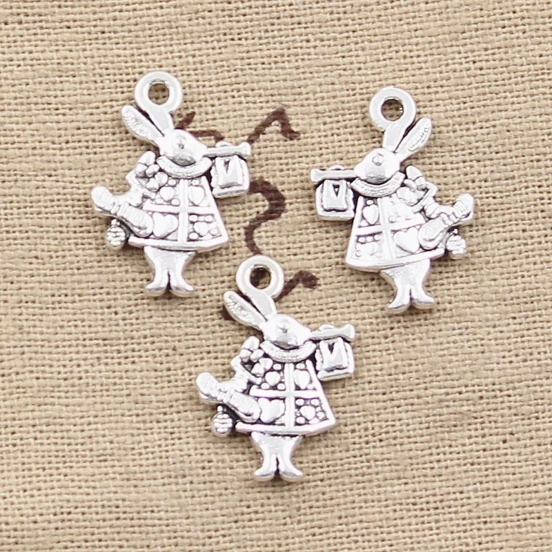 20pcs Charms Trumpet Rabbit 21x15mm Antique Bronze Silver Color Pendants Making DIY Handmade Tibetan Bronze Silver Color Jewelry