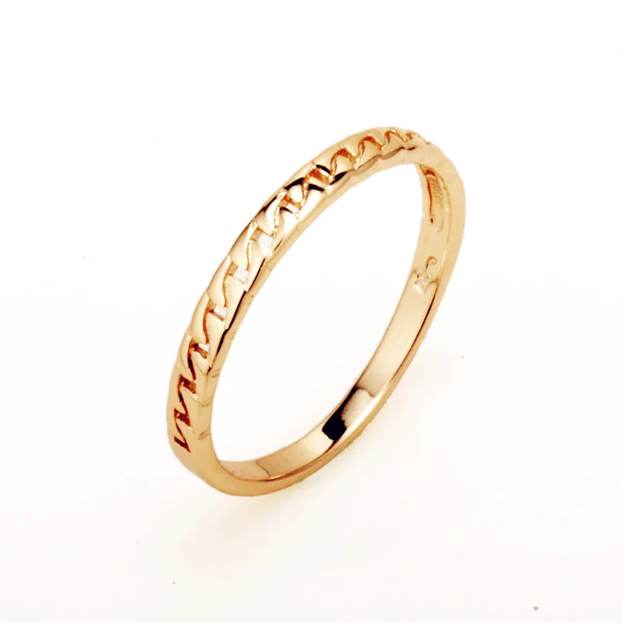 

New Trendy Slim Ring Bands 585 Gold Color Women Jewelry Without Stone Simple Rings Design for Lady