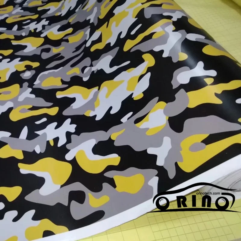 

Yellow Black Grey Vinyl Film Car Wrap Air Bubble Free Camouflage Film Sticker For Scooter Car Motorcycle Wrapping ORINO Wraps