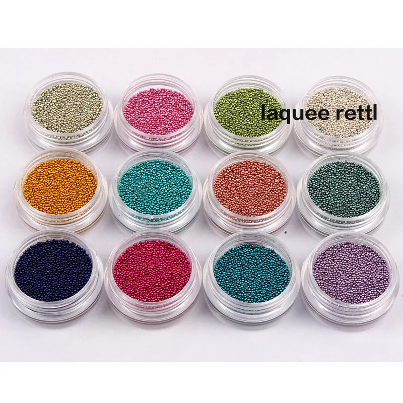 12 Colors Caviar Nail Glitter Plastic Beads Glitter Powder Manicures or Pedicures Nail Art Decoration Nail Tools