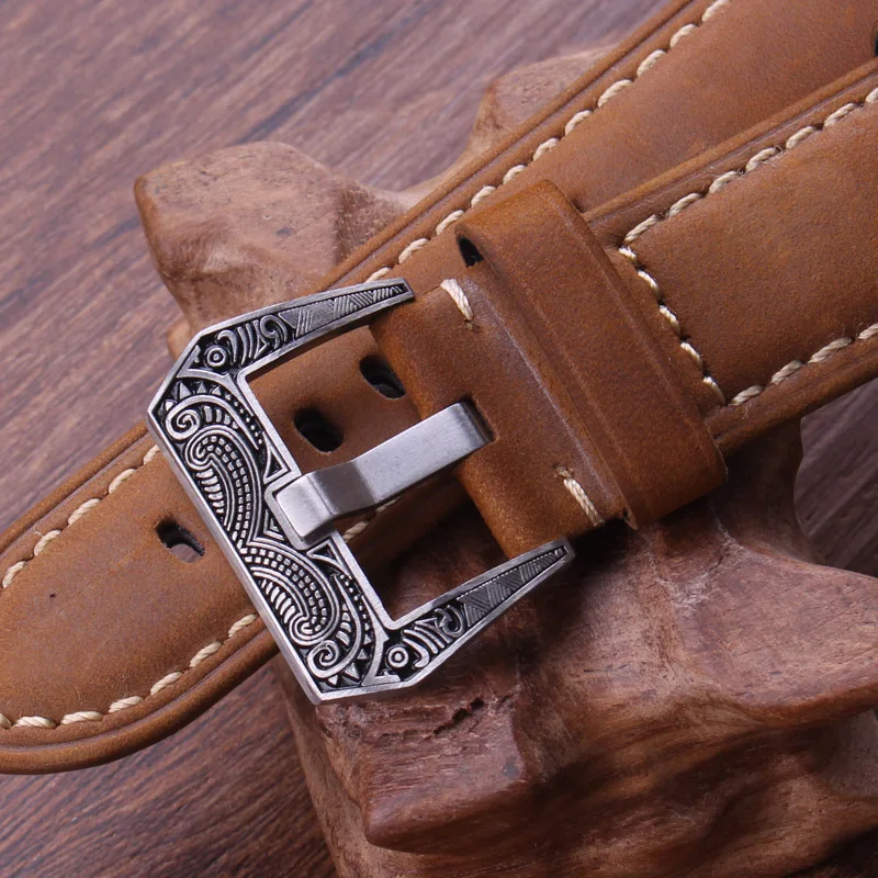 Retro Stainless Steel Watch Buckle 20mm 22mm 24mm Black Metal Brushed Watch Band Strap Clasp Accessories