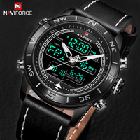 2018 Men Watches NAVIFORCE Top Luxury Brand Leather Quartz Watch Men Fashion Dual Display Sports Digital Clock Relogio Masculino