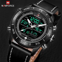 2018 Uomini Orologi NAVIFORCE Top Cuoio di Marca di Lusso Della Vigilanza Del Quarzo Degli Uomini di Modo Doppio Display Sport Orologio Digitale Relogio Masculino