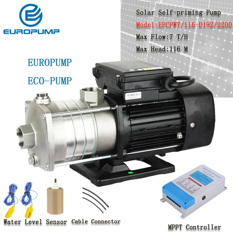 EUROPUMP Solar Centrifugal Pump SS304 Impeller Self Prime Pump 192V DC Solar Land pump booster Pump MODEL(EPCPW7/116-D192/2200)