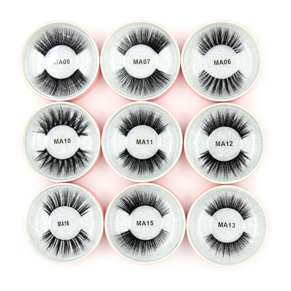 SOQOZ Individual Eyelashes 3D Mink Lashes Invisible Band Lashes Faux False Eyelashes 13 Styles maquiagem Round Glitter Box