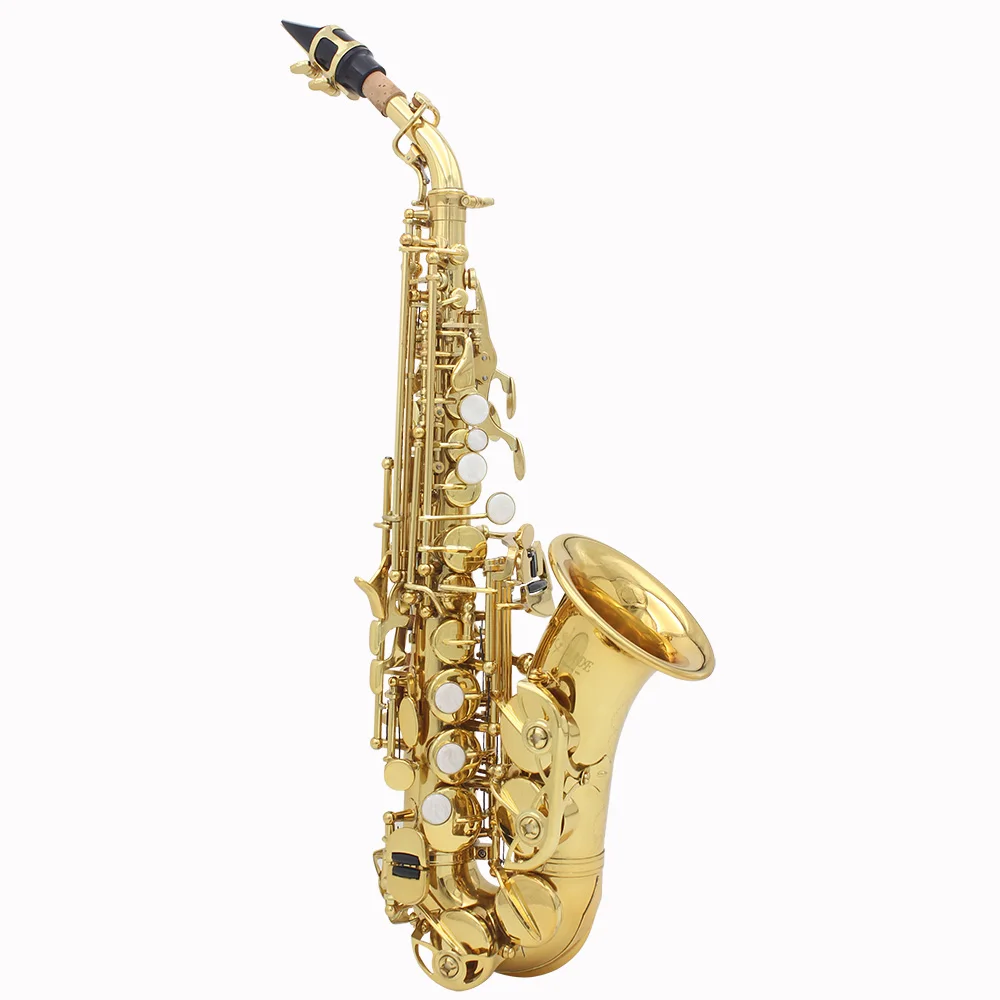 

Brass Bb Bend Althorn Soprano Saxophone Sax Pearl White Shell Buttons Wind Instrument with Case Gloves Cleaning Cloth Belt