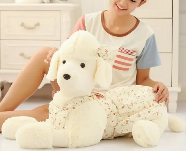 big lovely plush poodle dog toy stuffed lying dog pillow doll about 90cm 2684