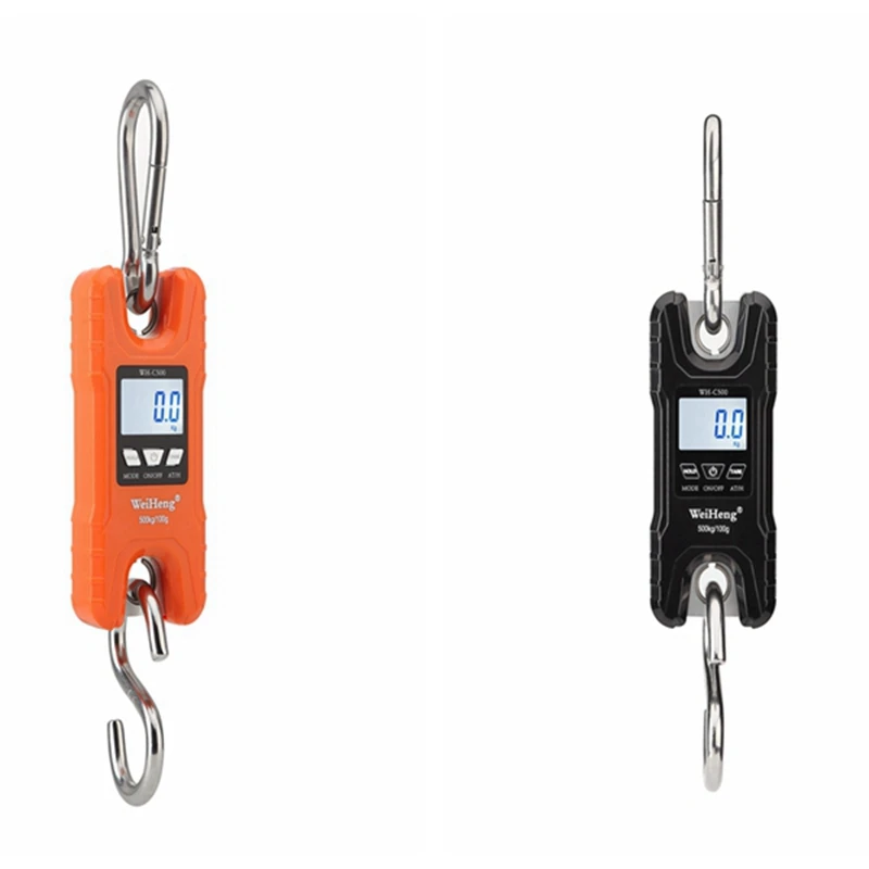 Mini Crane Scale 500kg/100g Portable Heavy Duty Digital Stainless Steel Hook Scales Loop Livestock Fishing Weighing Balance LCD