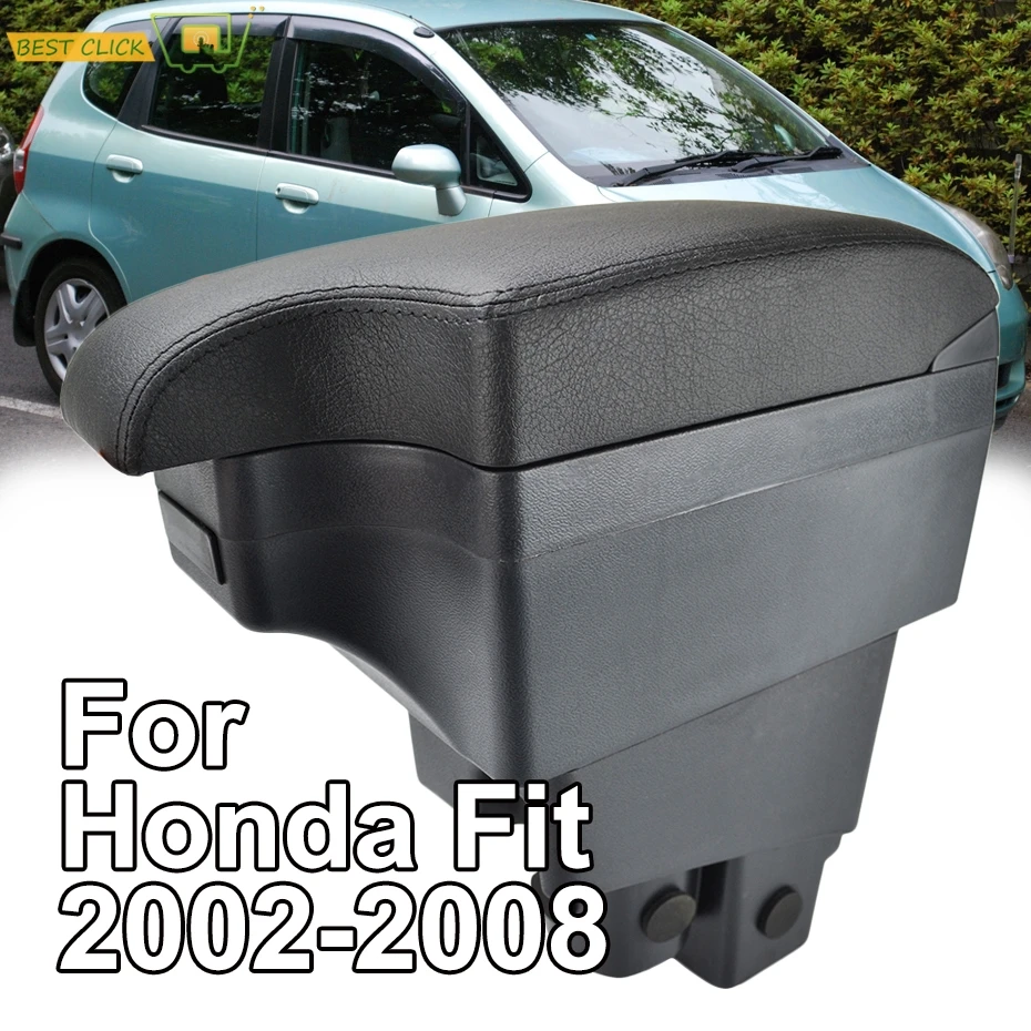 

Modification Armrest For Honda Fit Jazz 2002 - 2008 Central Content Black Leather 2006 2007 Hatchback