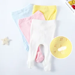 Baby summer breathable footies leggings infant 100% cotton mesh pants solid color tight newborn pants baby boy and girls clothes