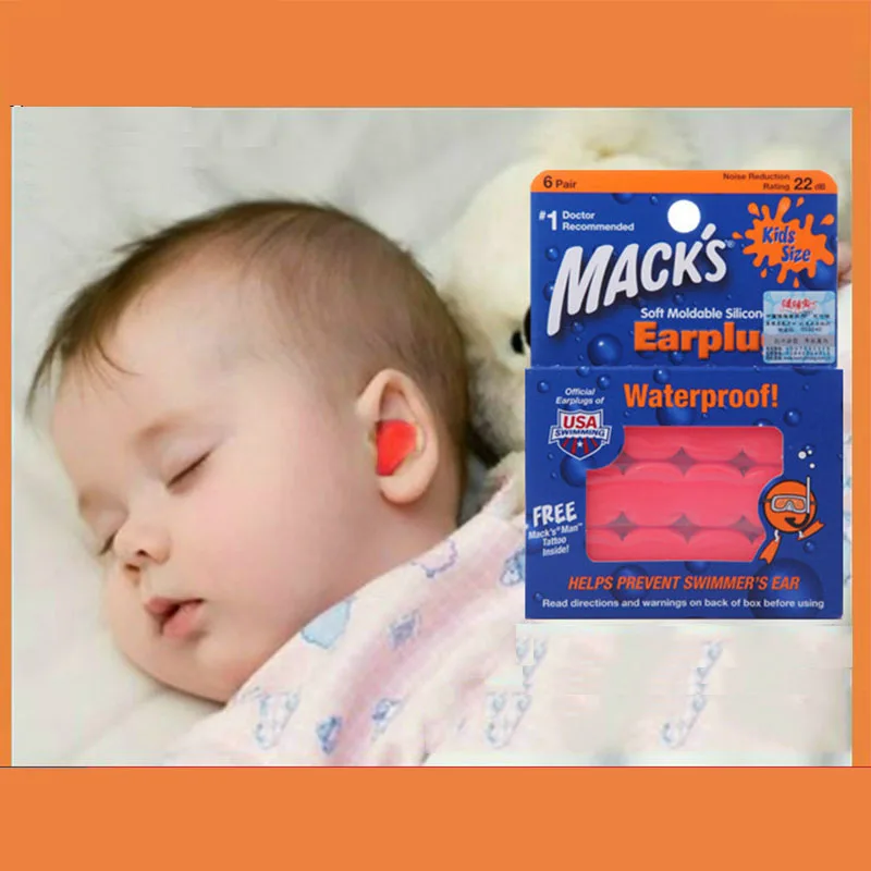 

Orange Baby Earplugs Soft Silicone Waterproof Children Swimming Earplugs Kids Earplugs For Swimming Airplane Sleeping Earplugs