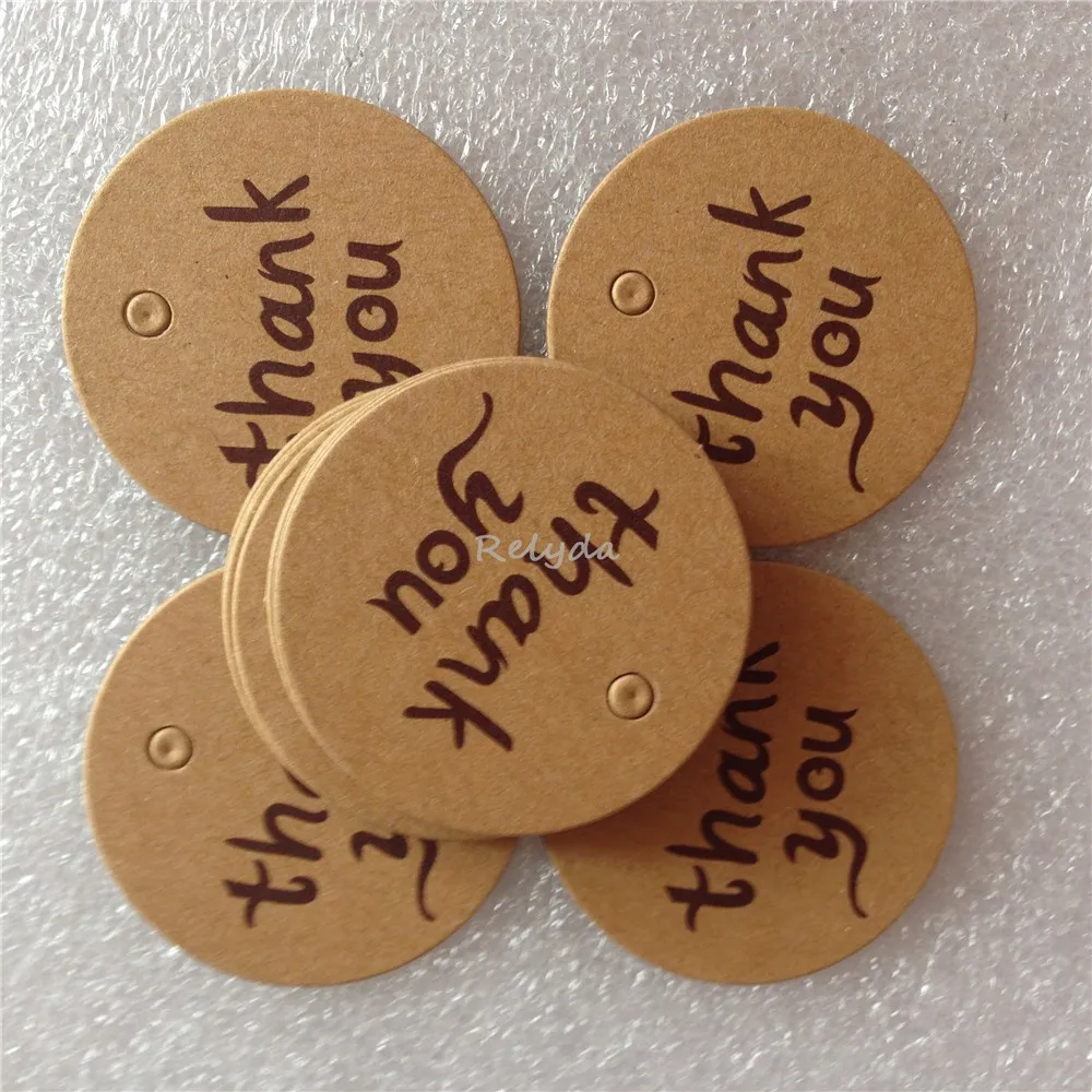 

50pcs Free shipping craft brown price tags hand made gift tag thank you card invitation label sweet packing stickers Dia.40mm