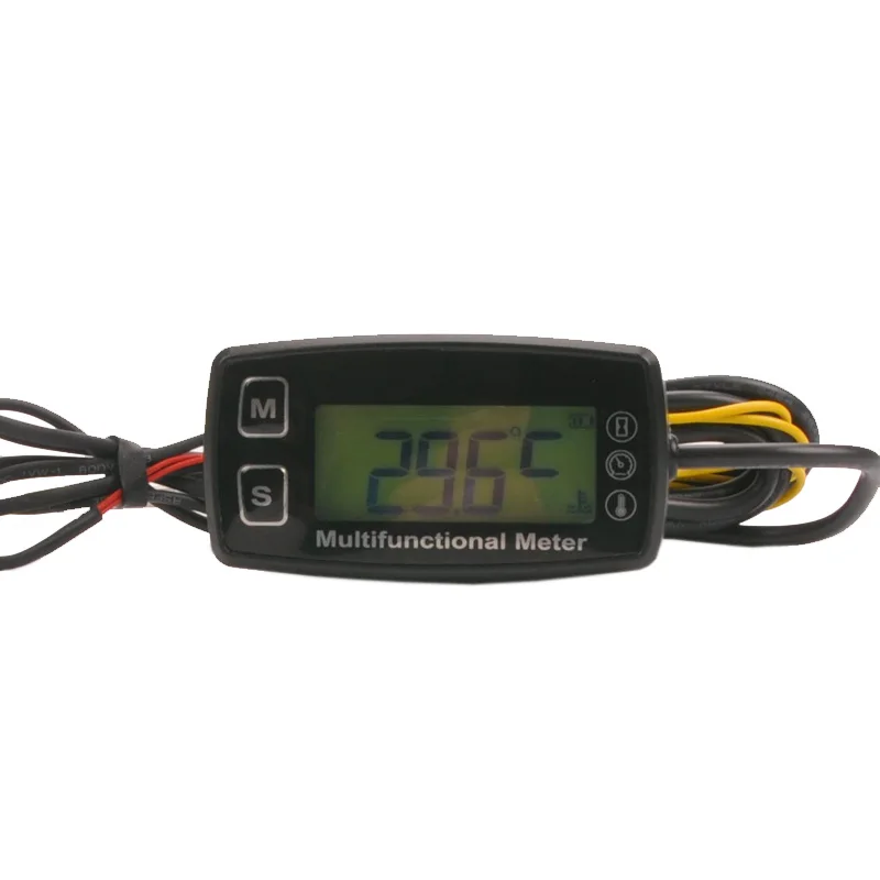 Motorcycle Meter Inductive Digital Tachometer Resettable Tach Hour Meter Thermometer Temp Meter for Boats Gas Engine Marine ATV