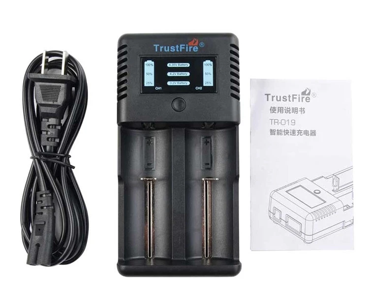 Trustfire TR-019 Intelligent Fast 2 Slots Battery Charger for 18650 26650 25500 21700 20700 16650 14500 32650 Li-ion Battery