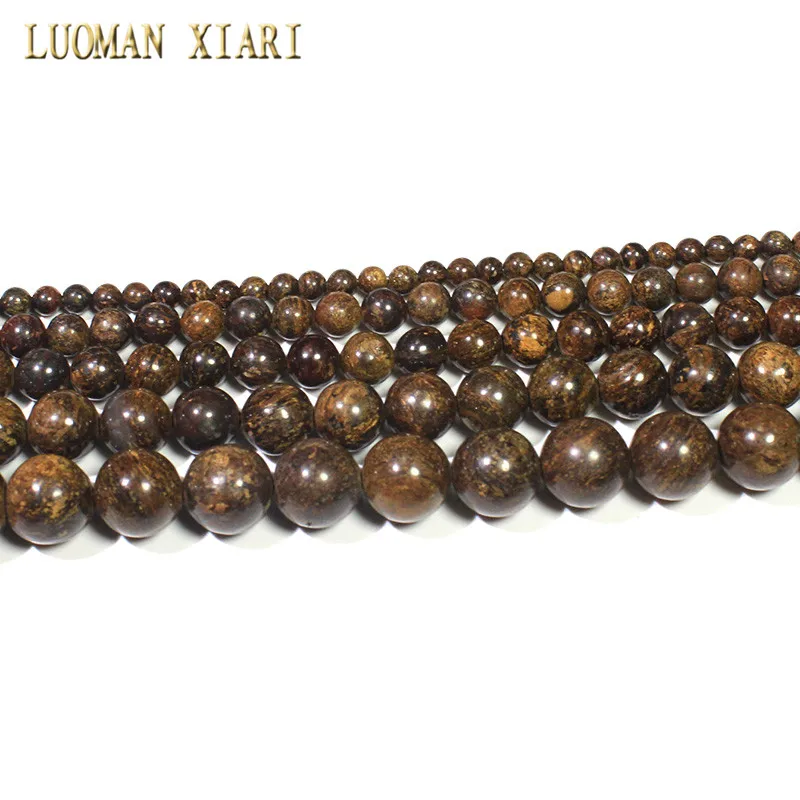 AAA 100% Natural Round Brown Bronzite Stone Beads For Jewelry Making DIY Bracelet Necklace Material 4/6/8/10/12 mm Strand 15''