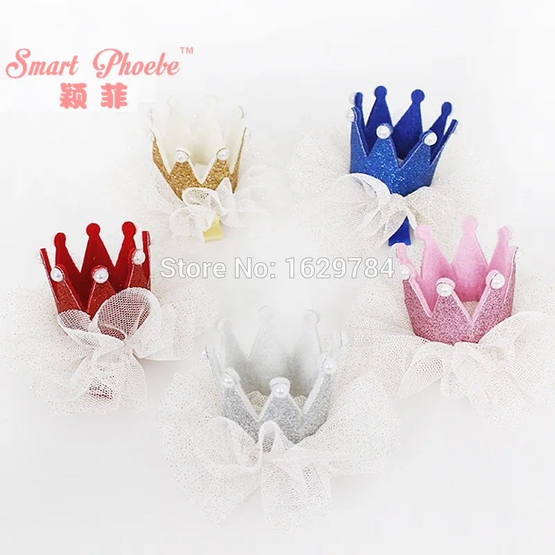 

Boutique 10pcs Solid Royal 3D Crown Glitter Tiara Cutout Hairpins Fashion Cute Lace Crown Hair Clips Princess Hair Accessories