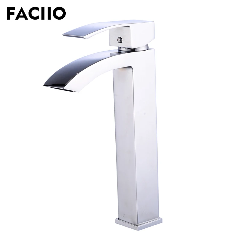 

FACIIO Bathroom Waterfall Water Taps Basin Faucet Mixer Chrome Hot & Cold Water Faucets Bathroom Sink Water Mixers Tap YD-1009