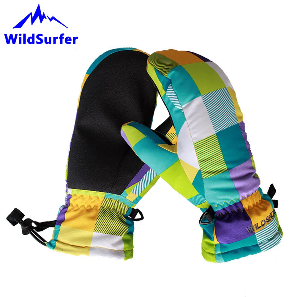 Children Ski Mittens Snowboard Gloves Winter Outdoor Snow Sport Mittens Boys Girls Waterproof Warm Skiing Gloves