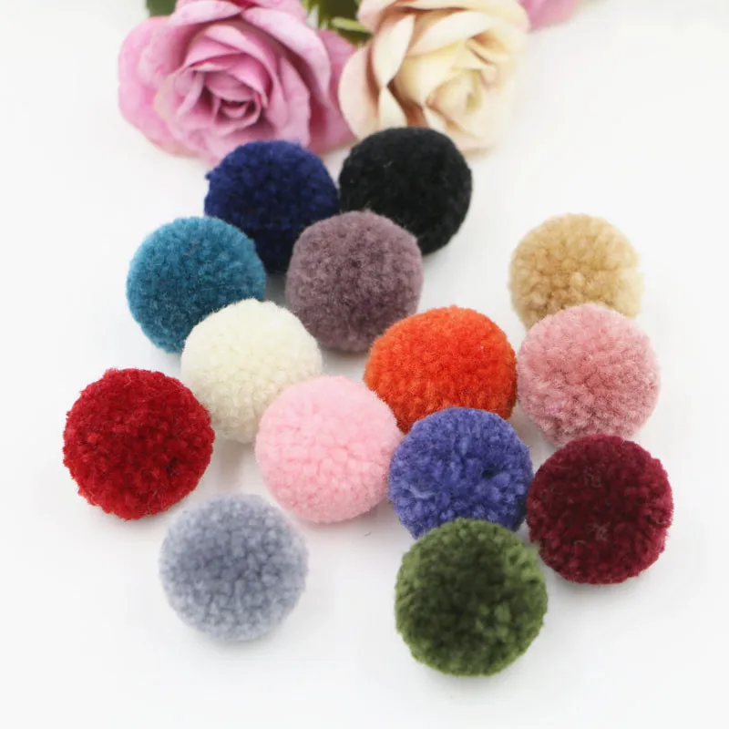 

Wholesale 50PCs 25MM Round Wool Balls Craft 3D Button Patch Sticker Fit Girls Hair Jewelry Headband Shoes Decoration