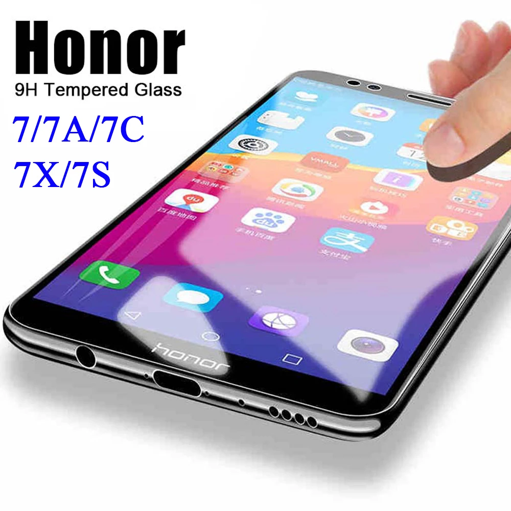 9H Kính Cường Lực Cho Huawei Honor 7 7C 7A Pro 7X 7S Bảo Vệ Cho Huawei Y5 Prime 2018 bảo Vệ Màn Hình Điện Thoại Trên Kính