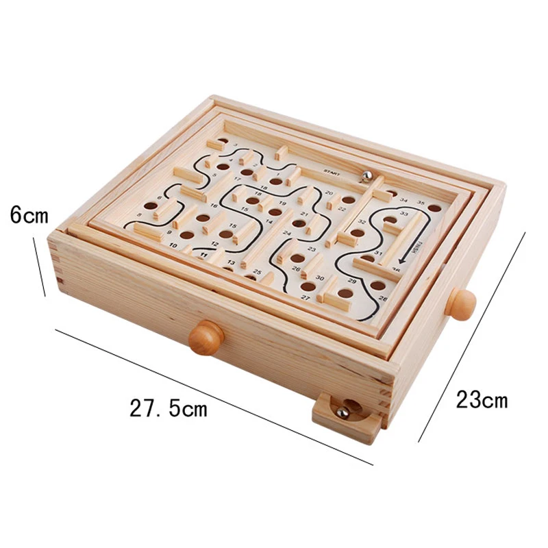 Labyrinth Wooden Toys Pinball Maze Board Game Kids Toy Wood Puzzle Magic Cube Family Games Children Desktop Decoration 28cm/11cm