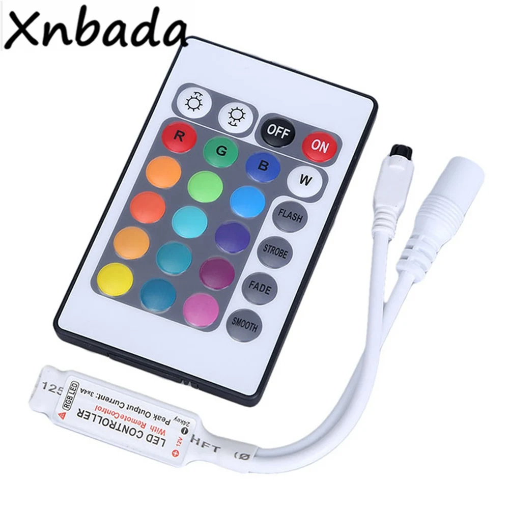 Mini 24Keys Rgb Led Strip Ir Afstandsbediening Met Mini Ontvanger Voor 3528 5050 Rgb Led Strip DC12V