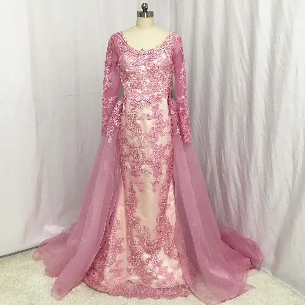 YSF – robe De soirée en dentelle, col en V, manches longues, style sirène, avec jupe De protection, 2018