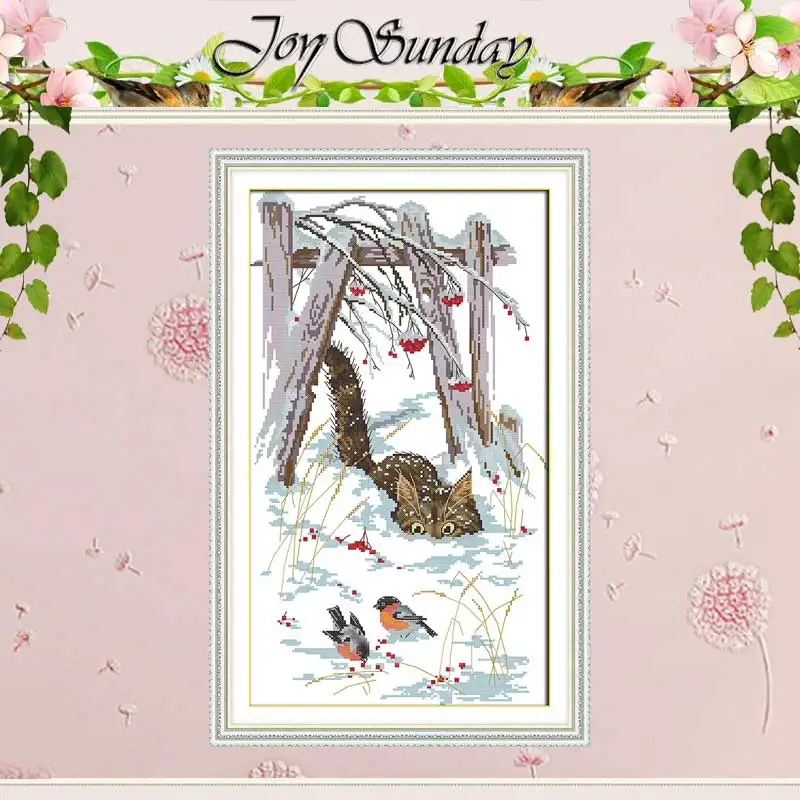 Image of Schnee Kätzchen Muster gezählt Kreuzstich Set DIY 11CT 14CT 16CT gestempelt DMC Kreuzstich Kit Stickerei Handarbeiten Home Decor