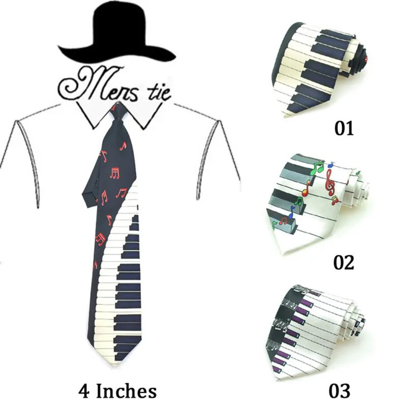 

Хороший модный галстук, новинка, 5 фортепианных ключей с музыкальными нотами, галстуки из полиэстера, Тканые Классические мужские галстуки для вечеринки, галстук, бесплатная доставка