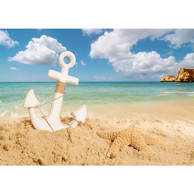 Allenjoy backdrop for photo anchor starfish beach summer sea sky cloud background photobooth photo prop photocall photography