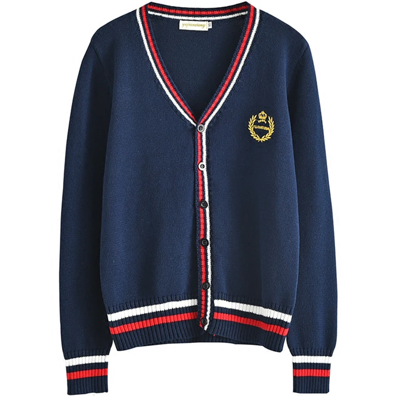 Cardigan à simple boutonnage pour femmes, pull de Style japonais, col en v, uniformes scolaires pour étudiantes, pulls, printemps, 2021