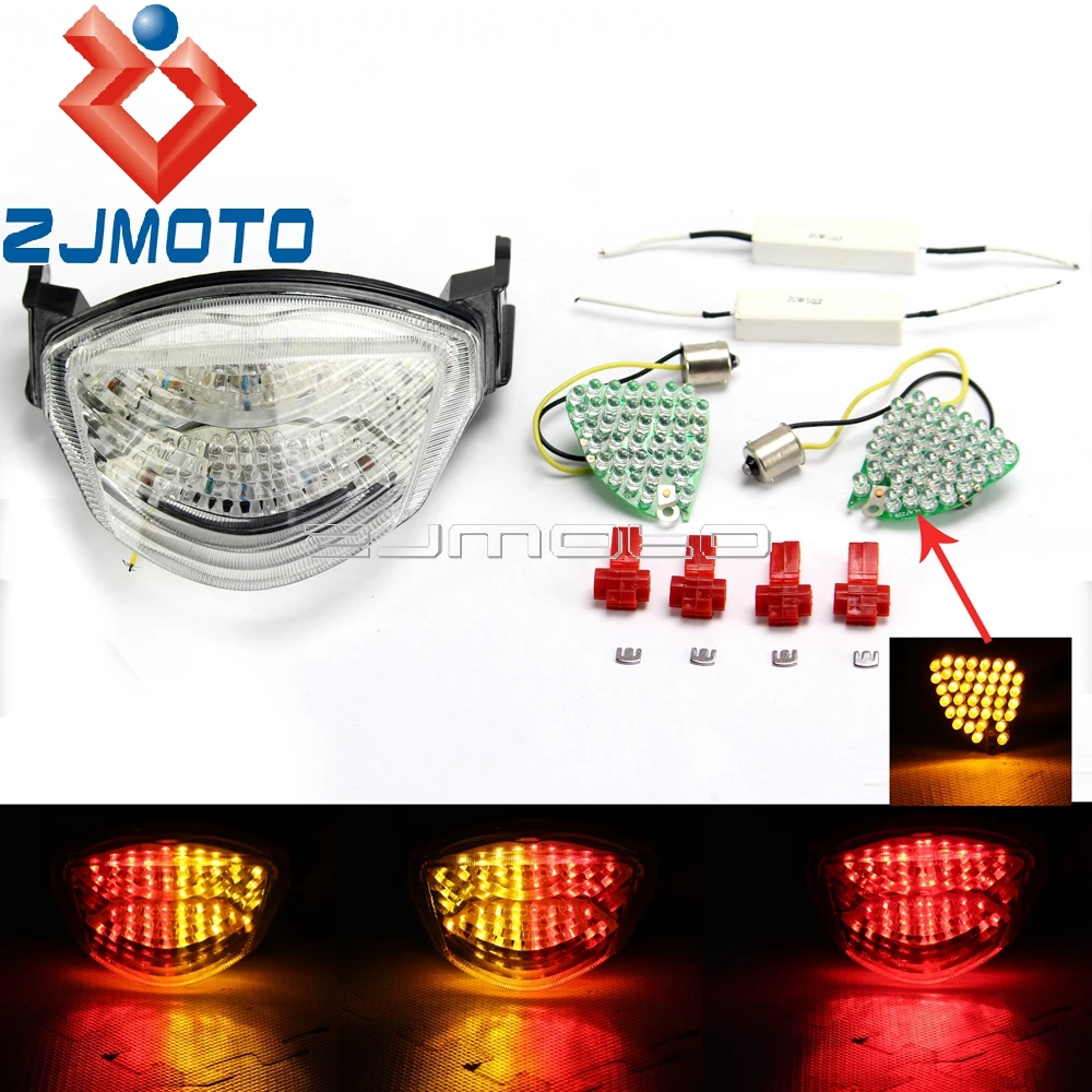 Motocicleta led integrado luz da cauda sinais de volta para suzuki GSX-R1000 gsx r1000 2005-2006 clear stop luz traseira lanterna traseira