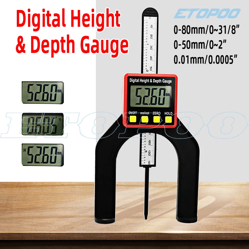 Digital Depth Gauge Digital Caliper Level Angle Ruler Height Ruler Depth Ruler Multi-function Measuring Tool Woodworking tools