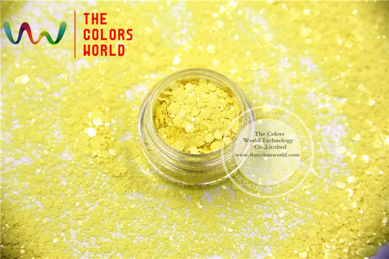 

TCH301-H1 Yellow Colors Mixed Hexagon Shape Solvent resistant Glitter Sequins for nail art DIY decoration and Holiday decoration