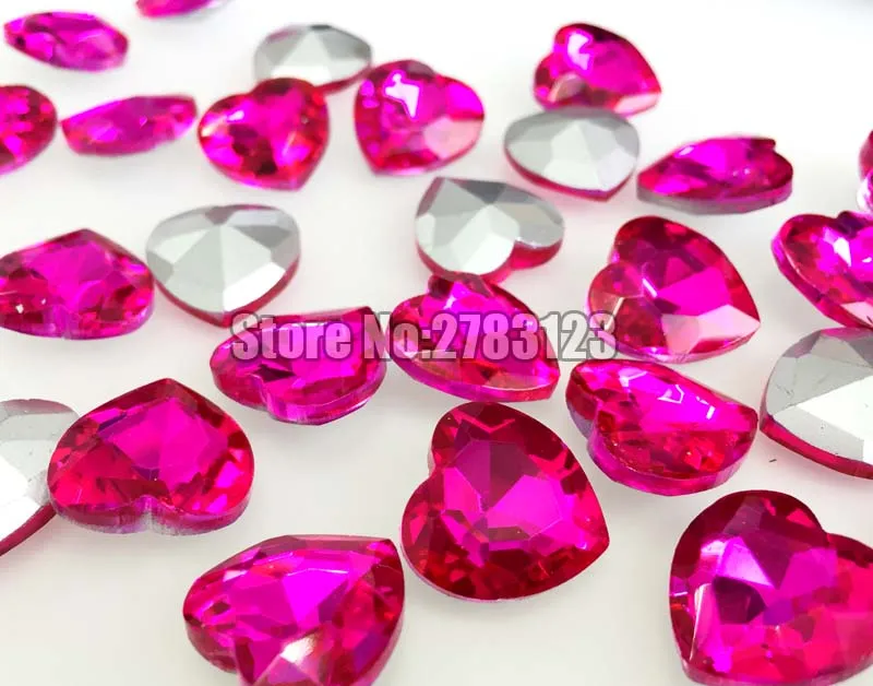 Factory sales AAA Glass Crystal Rose red heart shape pointback rhinestones No holes, diy/Clothing accessories SWHP207